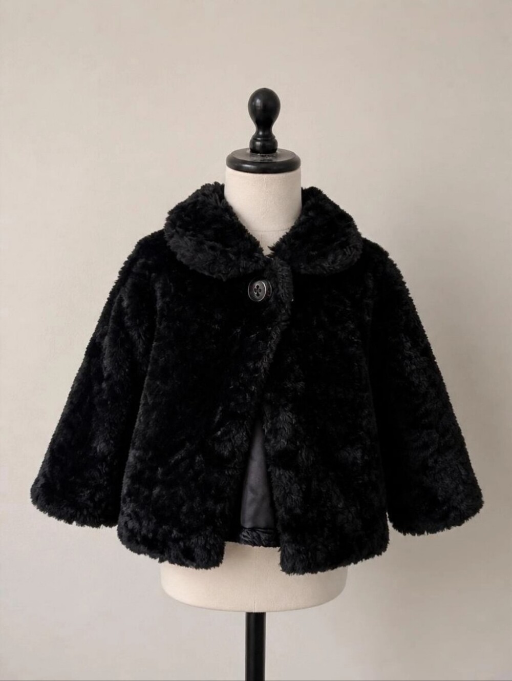 Baby Girl Koala Baby 3 Mo Black faux fur coat collar one button